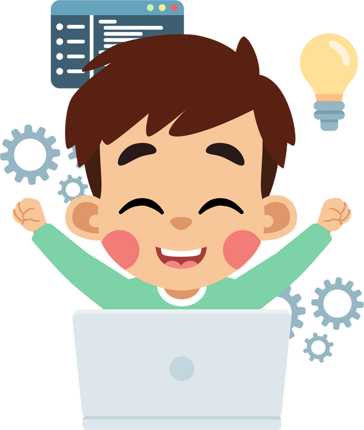 Cheerful Kid Learning to Code